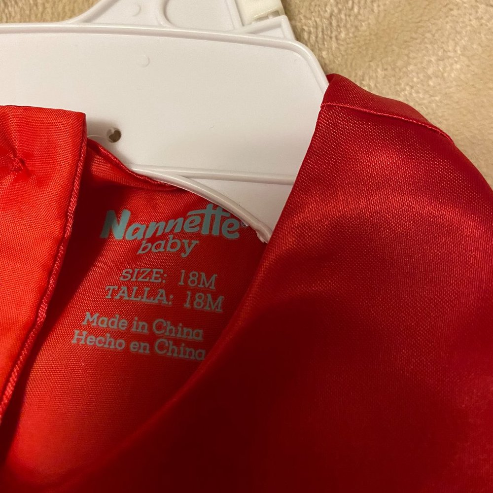 Nannette Baby Girl 2pc. White Sparkly Coat/Red Dress - Picture 9 of 15